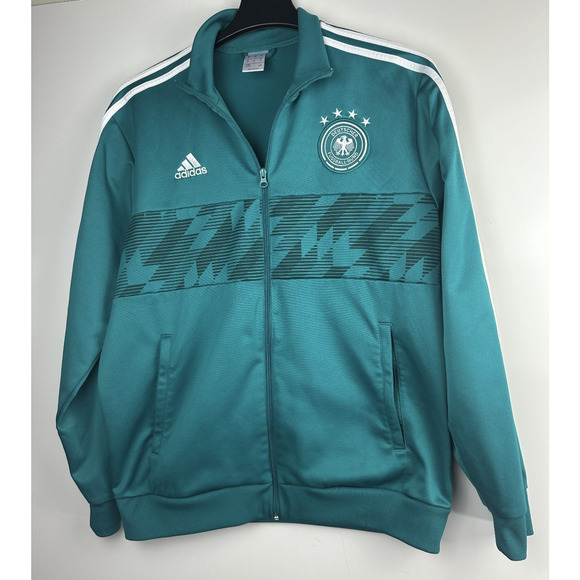 Adidas Germany 2018 Football Soccer Track Jacket Green CF2467 Zip Men's US XL - Picture 2 of 11